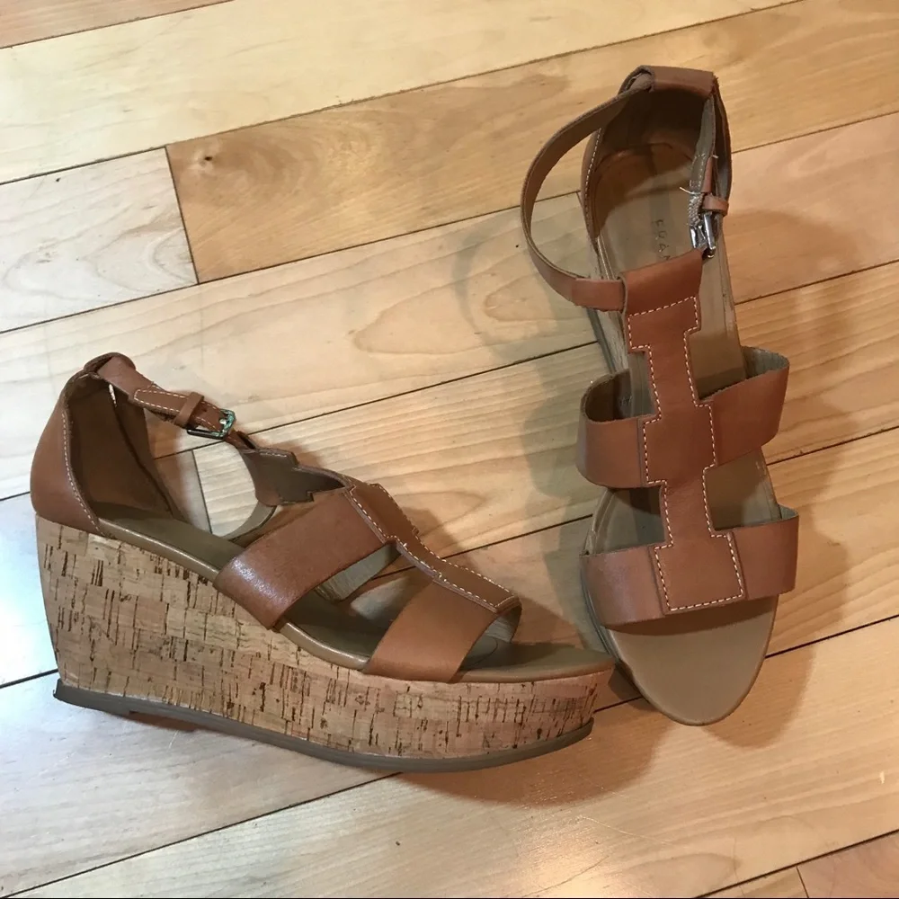 Franco Sarto Brown Leather Wedges 7.5 Falco Y2K
